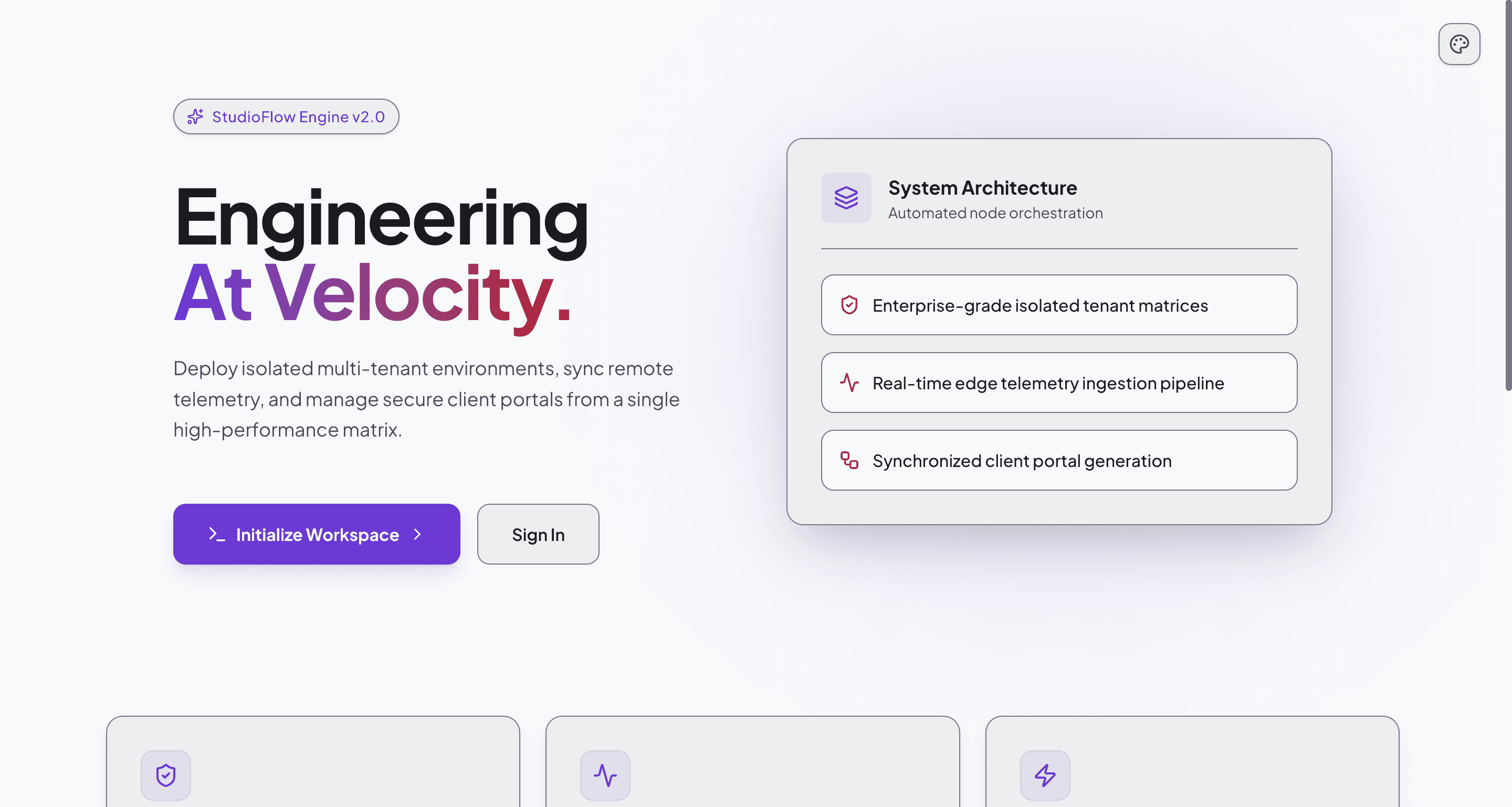 StudioFlow Workspace Dashboard